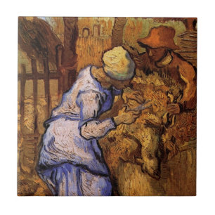 Carreau Cheep Shearers (après Millet) par Vincent van Gogh
