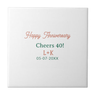 Carreau Cheers 40 happy anniversary orange green name date