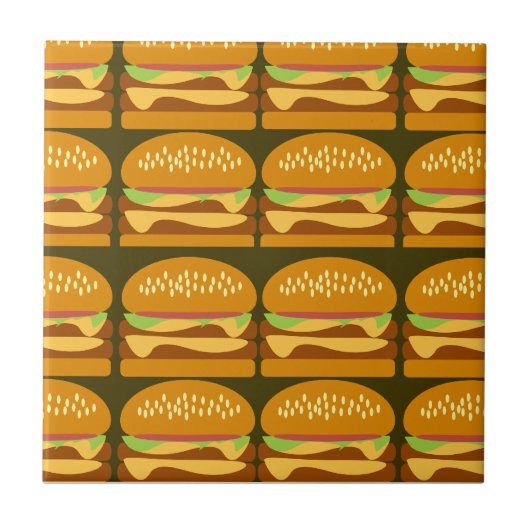 Carreau Cheeseburger Dessin Motif Design Yummy Fun (Devant)