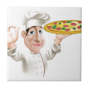 Carreau Chef heureux de pizza