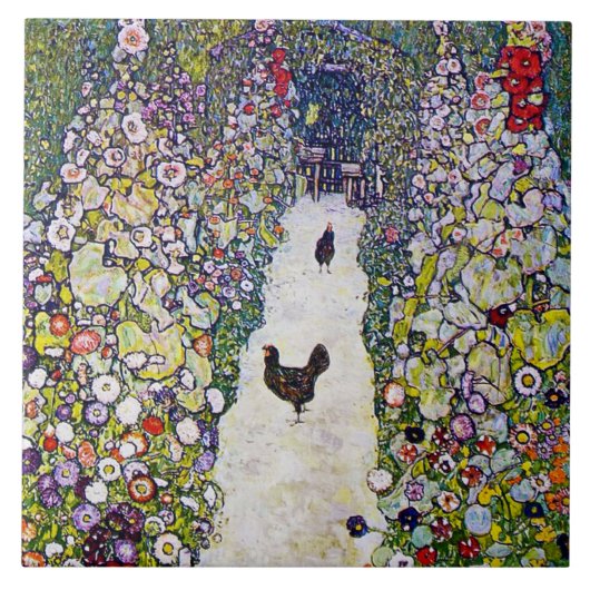 Carreau Chemin du jardin avec les poulets, Gustav Klimt (Devant)