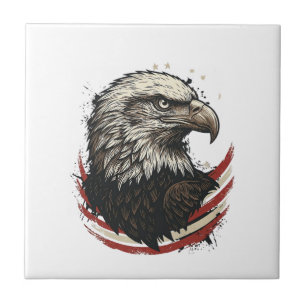 Carreau Chemise à motif de gravure patriotique d'aigle cha