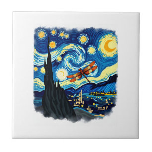 Carreau Chemise artistique libellule Van Gogh Nuit étoilée