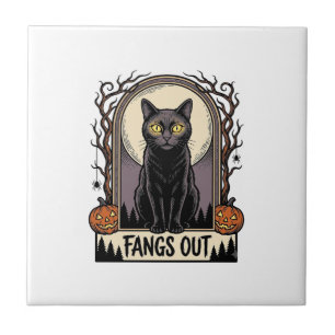 Carreau Chemise Chat Noir Halloween Dessin Crocs Vintage_1