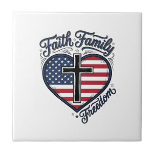 Carreau Chemise croix patriotique Liberté Famille Foi Cœur