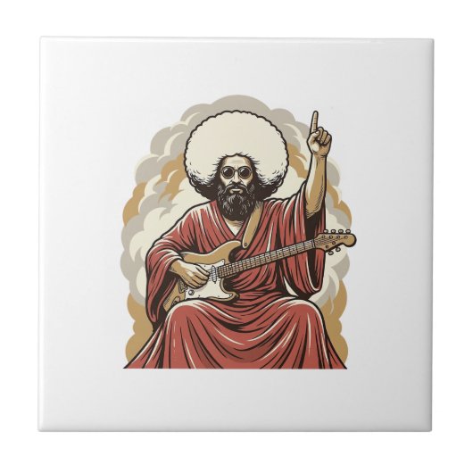 Carreau Chemise d'art vectoriel de guitariste de gravure v (Devant)