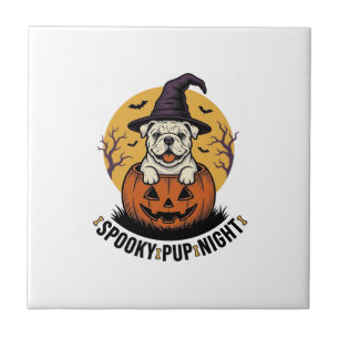 Carreau Chemise de bouledogue Halloween avec chien à citro