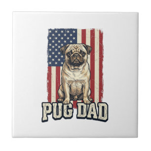 Carreau Chemise de chien à gravure vintage patriotique Pug