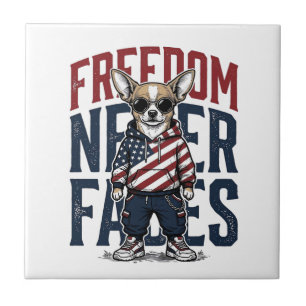 Carreau Chemise de chien vintage de liberté de Chihuahua p