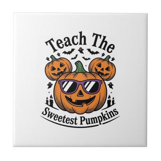 Carreau Chemise de citrouille de professeur Mignon Hallowe (Devant)