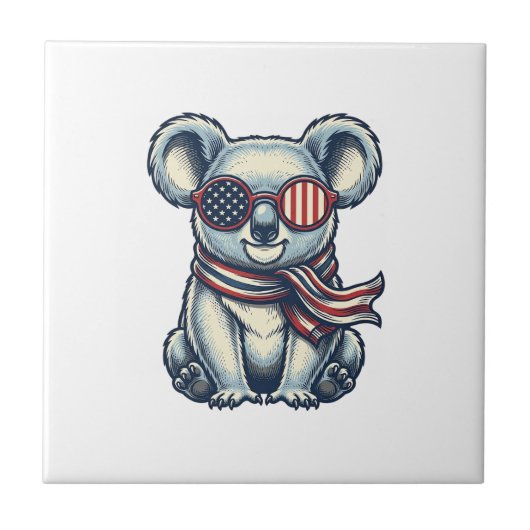 Carreau Chemise de conception de koala patriotique gravure (Devant)