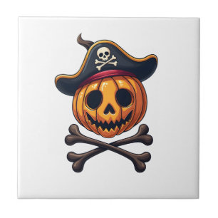 Carreau Chemise de crâne de Pirate de Citrouille � Hallowe