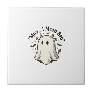 Carreau Chemise de fantôme de vache mignonne Halloween Meu