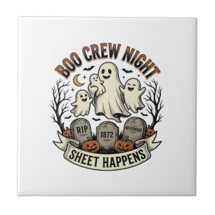 Carreau Chemise de fête Vintage Ghost Halloween Boo Crew