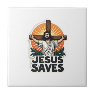 Carreau Chemise de foi avec gravure vintage Jésus Sauve (1
