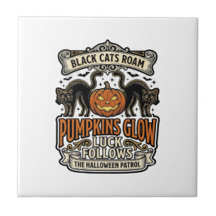 Carreau Chemise de garde de sécurité Halloween avec chats