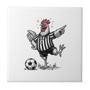 Carreau Chemise de gravure vintage de football de poulet d