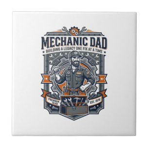 Carreau Chemise de Mécanicien de la Fête des Pères Papa Dr