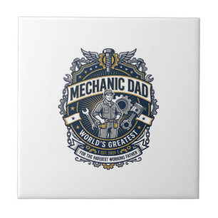 Carreau Chemise de Mécanicien de la Fête des Pères Papa Dr