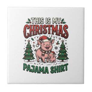 Carreau Chemise de pyjama de Noël Cochon Mignon Vacances V