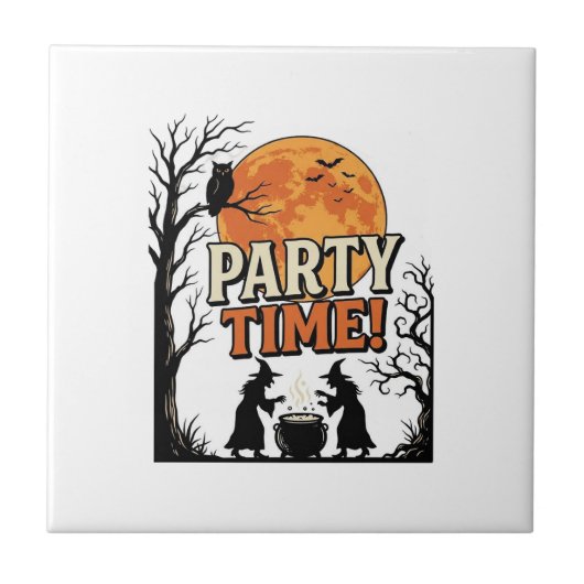 Carreau Chemise de sorcière de chaudron de fête d'Hallowee (Devant)