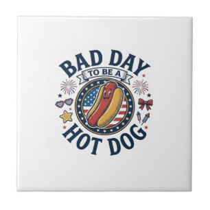 Carreau Chemise drôle de fête patriotique de Hot Dog mauva