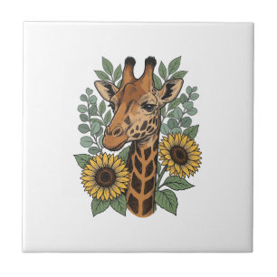 Carreau Chemise florale tournesol girafe gravée vintage_1