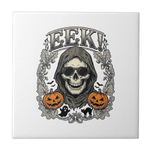 Carreau Chemise Graphique Crâne Halloween Gravure Vintage