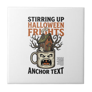 Carreau Chemise graphique de mug hanté Halloween Café effr