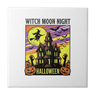 Carreau Chemise Halloween Sorcière Maison Hantée Nuit_