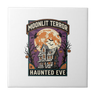 Carreau Chemise Haunted Moon Gravure Vintage Halloween Gra