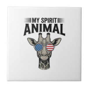 Carreau Chemise patriotique vintage girafe animal spiritue
