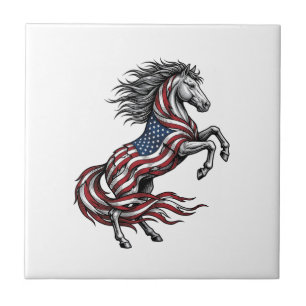 Carreau Chemise vectorielle de cheval cabré patriotique vi
