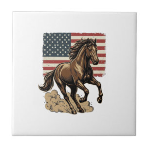 Carreau Chemise vintage cheval au galop drapeau américain