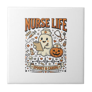 Carreau Chemise vintage citrouille fantôme Halloween Nurse