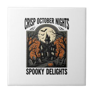 Carreau Chemise vintage Halloween avec nuit d'octobre hant