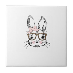 Carreau Chemise visage de lapin mignon Lunettes à imprimé 