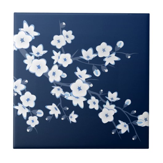 Carreau Cherry Blossom Blue White (Devant)