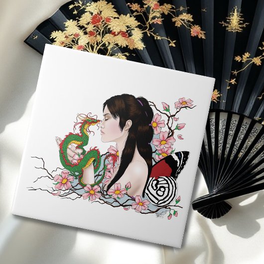 Carreau Cherry Blossoms Fairy Dragon Amitié