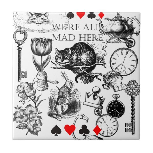 Carreau Cheshire Chat classique alice au merveilleux fou (Devant)