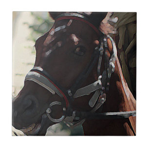 Carreau Cheval Brown Stylisé Smiling Head Sketch