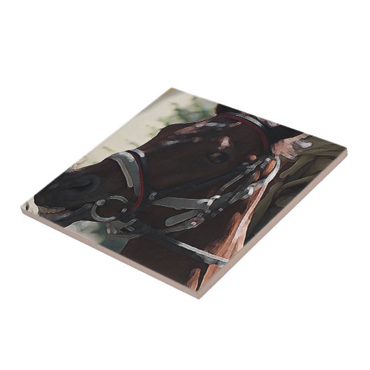 Carreau Cheval Brown Stylisé Smiling Head Sketch (Côté)