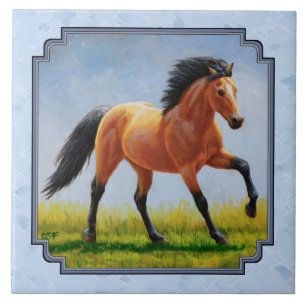 Carreau Cheval Buckskin courant bleu clair