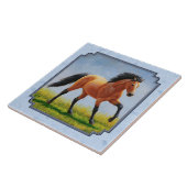 Carreau Cheval Buckskin courant bleu clair (Côté)