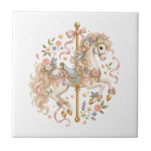 Carreau Cheval de carrousel élégant Conte de fées français