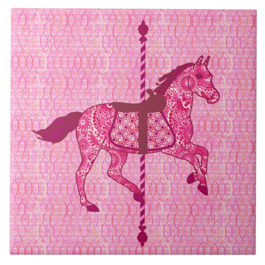 Carreau Cheval de carrousel - Fuchsia rose (Devant)