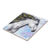 Carreau Cheval de course Aquarelle et Encre Équine art (Côté)