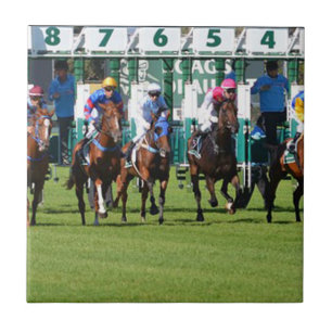 Carreau Cheval De Course Chevaux Quittant La Porte