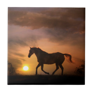Carreau Cheval de course dans Sunrise Art Tile