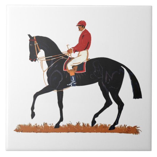 Carreau Cheval de course Derby Jockey Style Vintage (Devant)
